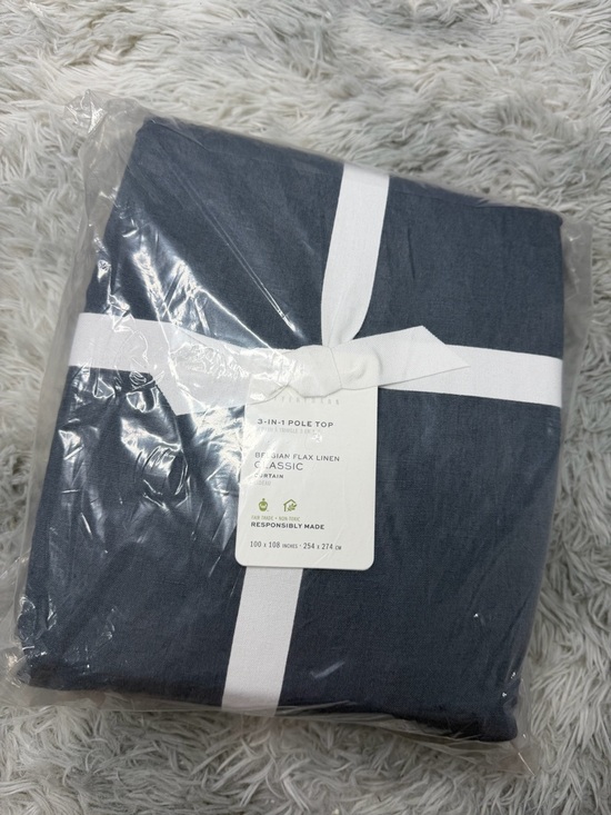 Pottery Barn Belgian Flax Linen Curtain Panel 100x108 Gray NWT